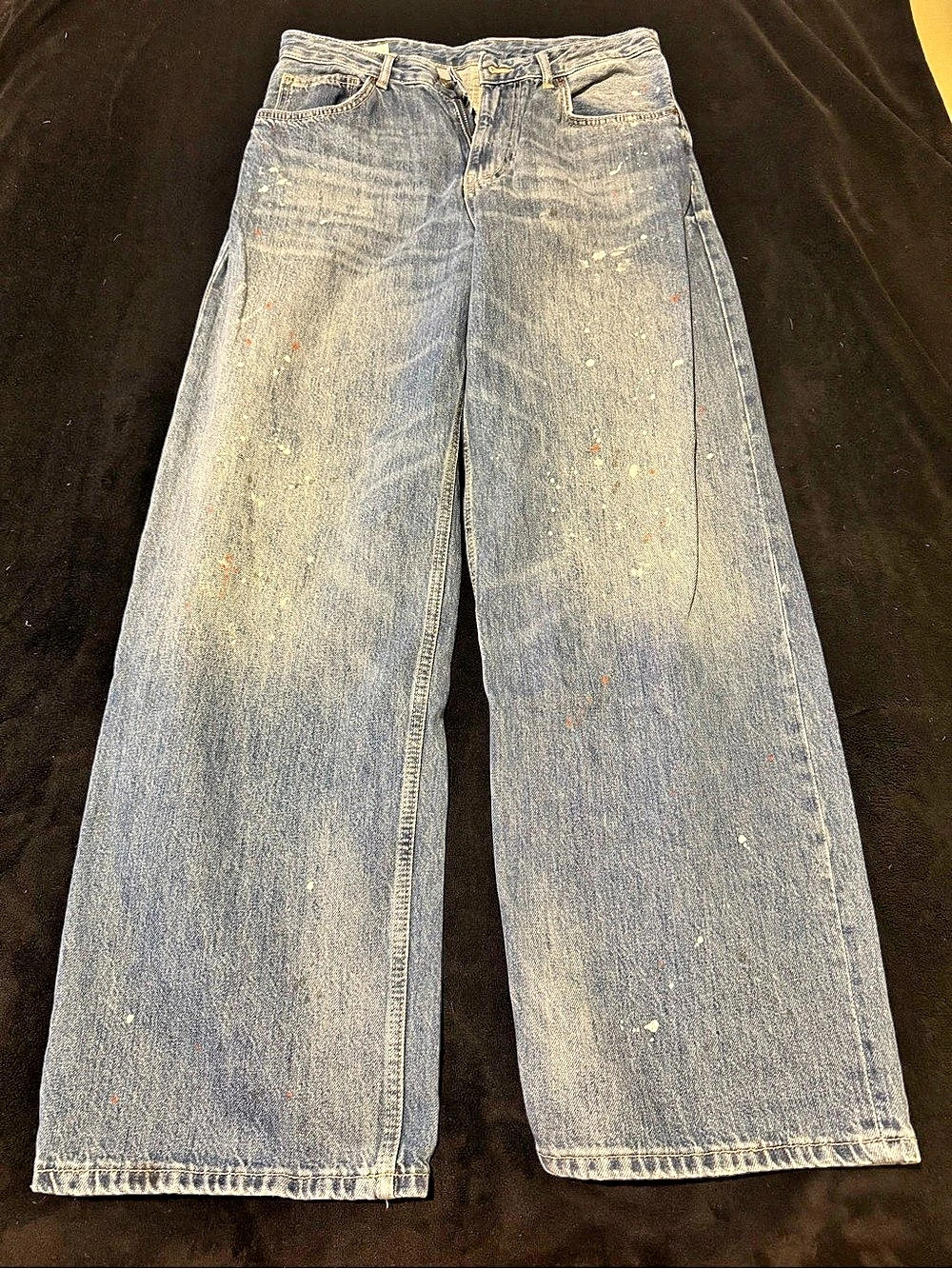 ZARA Wide Leg Paint Splatter Jeans Size 6